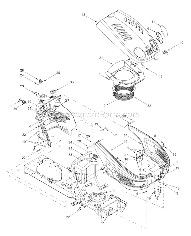 Page F Diagram and Parts List for 13AZ614H401 2003 Yard Man Lawn Tractor